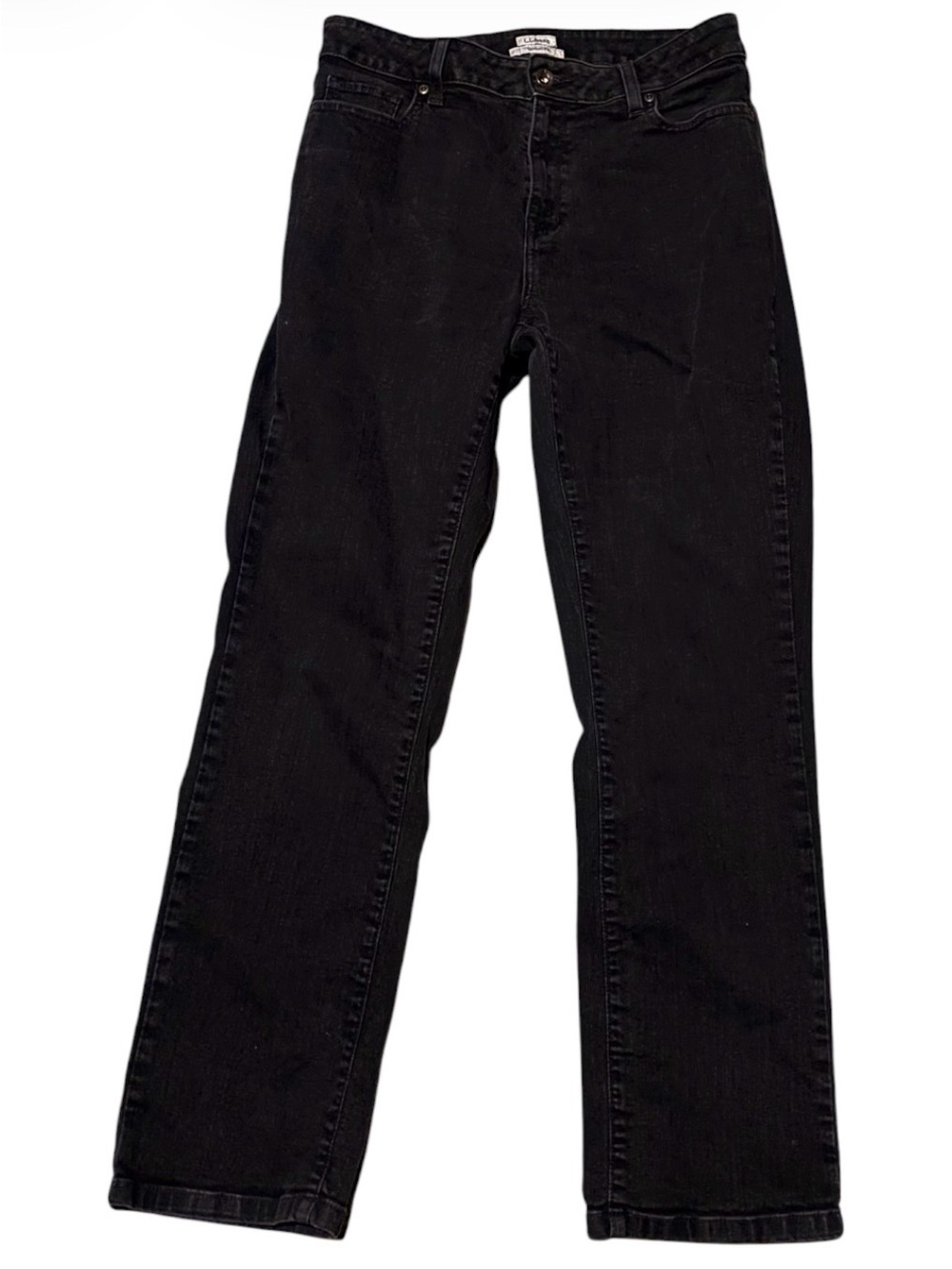 L.L. LL Bean Women’s Black Denim Classic Fit Straight Leg Jeans 28” Inseam Sz 14
